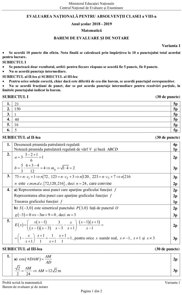 Evaluare NaÈ›ionalÄƒ 2020 Ce Subiecte Au Picat In UrmÄƒ Cu Un An La MatematicÄƒ