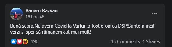 A fi sau a nu fi în scenariul roșu. Un primar dintr-o localitate din Dâmbovița contrazice DSP: „Nu avem niciun caz de COVID”