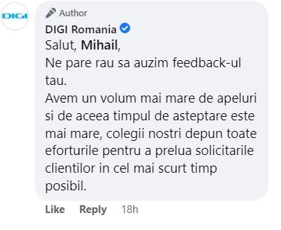 Ce a pățit un client Digi RCS-RDS din București, după ce a sunat la Deranjamente: 