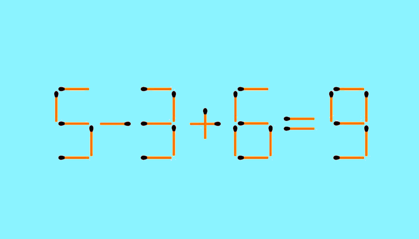 Intelligence Test |  Add 1 single matchstick to correct the tie: 5-3+6=9