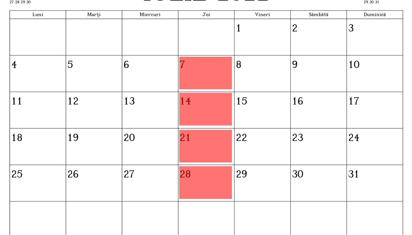 TEST IQ | Câte zile de joi pot fi în același an calendaristic? Care 