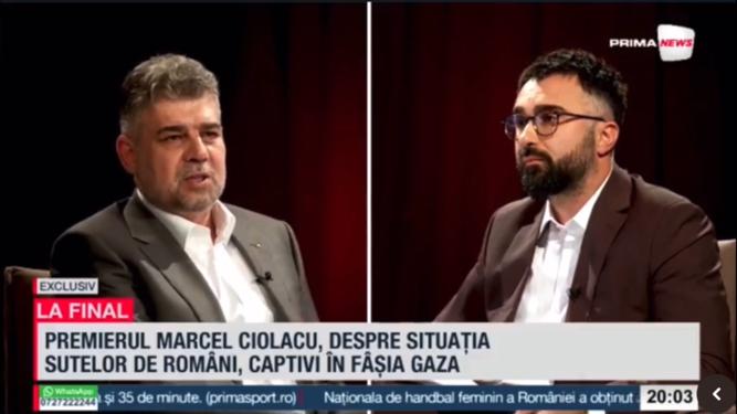 VIDEO | Marcel Ciolacu: Sunt 250 de cetățeni români în Gaza care au apelat la MAE / Anihilarea HAMAS este un lucru firesc