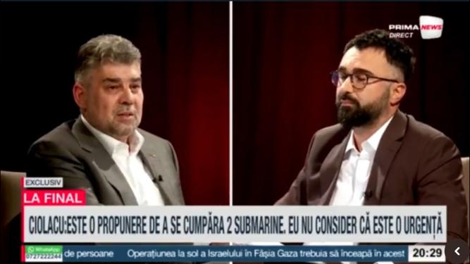 VIDEO | Marcel Ciolacu consideră că România nu are nevoie de două submarine. „Prioritățile sunt altele”