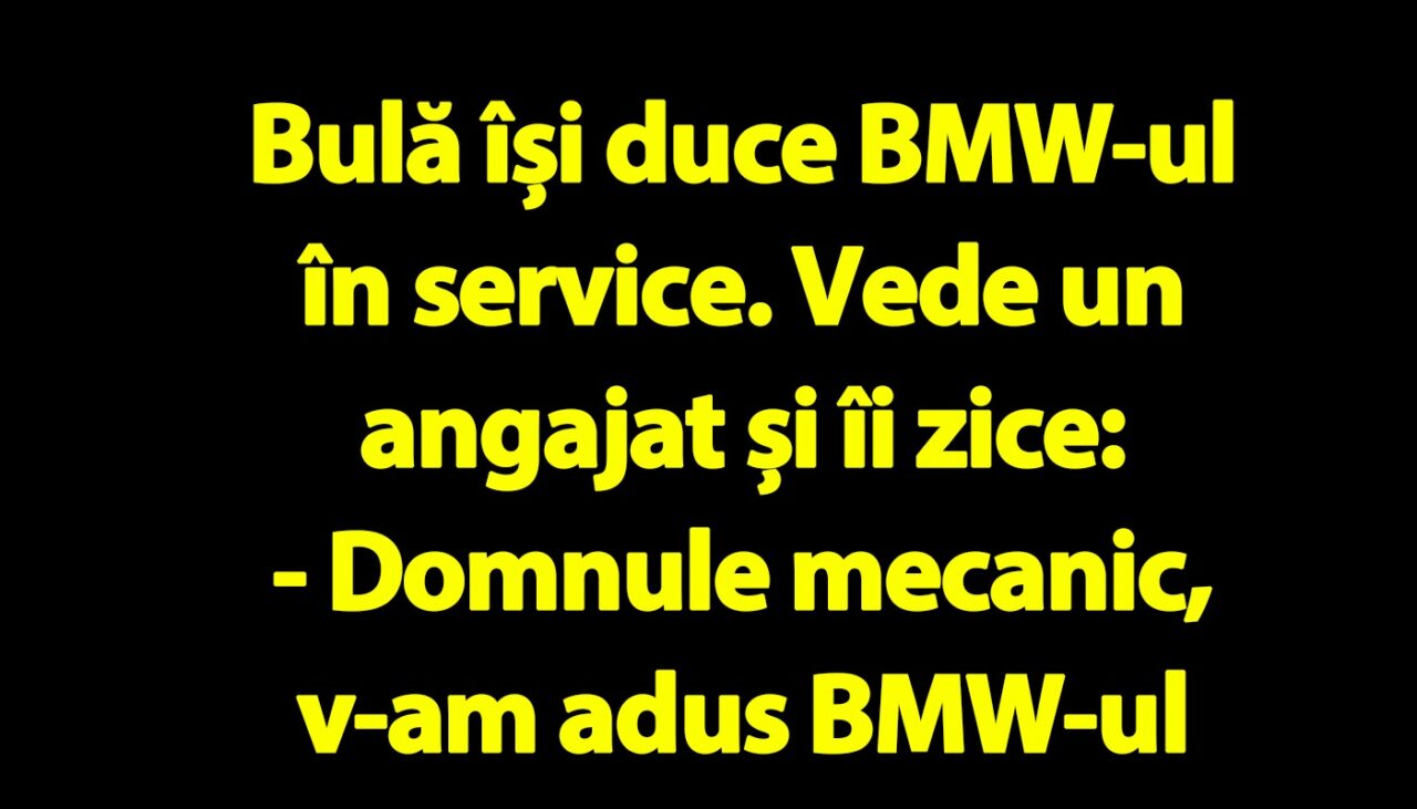 BANC | Bulă își duce BMW-ul în service