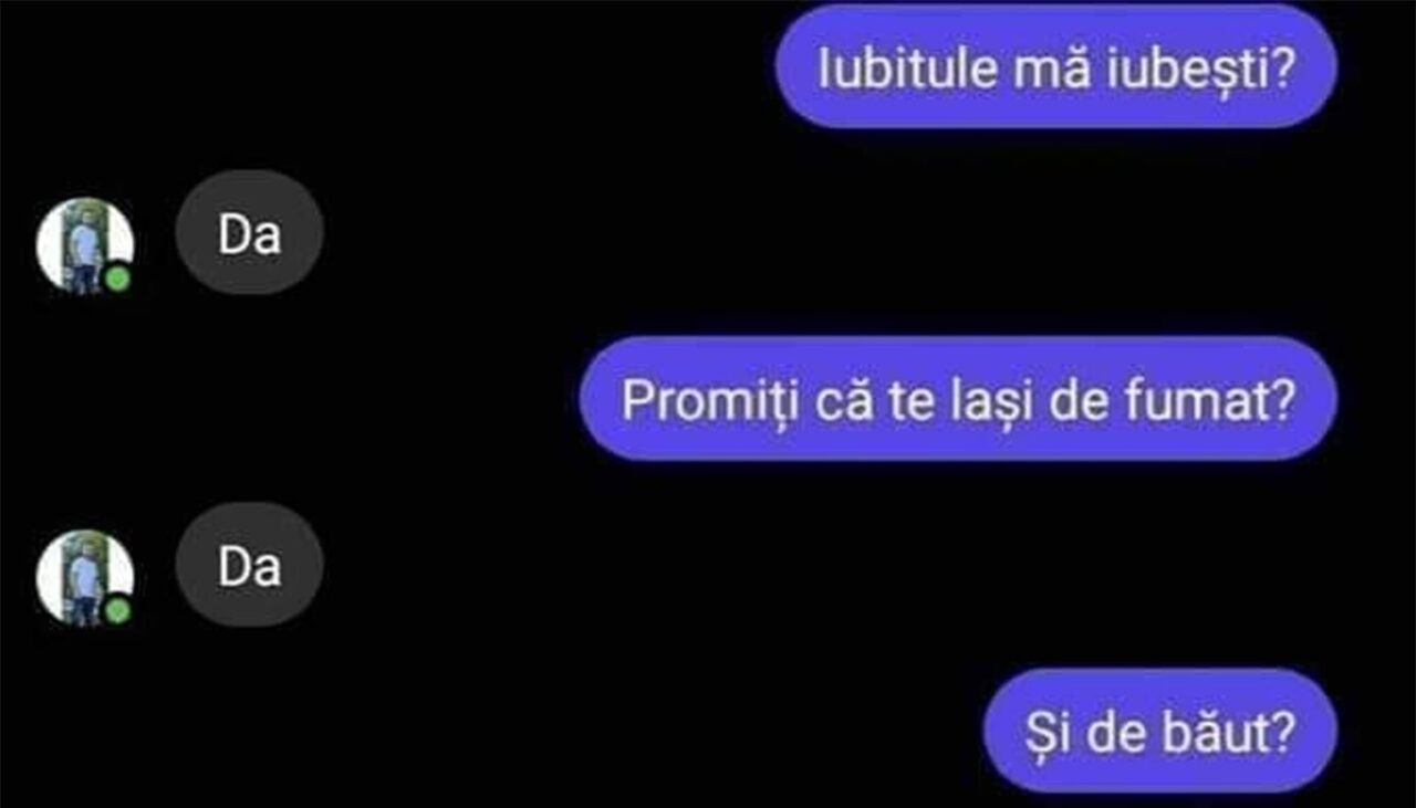 BANCUL ZILEI | „Iubitule, promiți că te lași de fumat?”