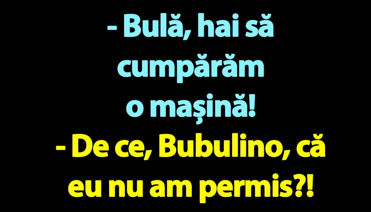 BANC | „Bulă, hai să cumpărăm o mașină!”