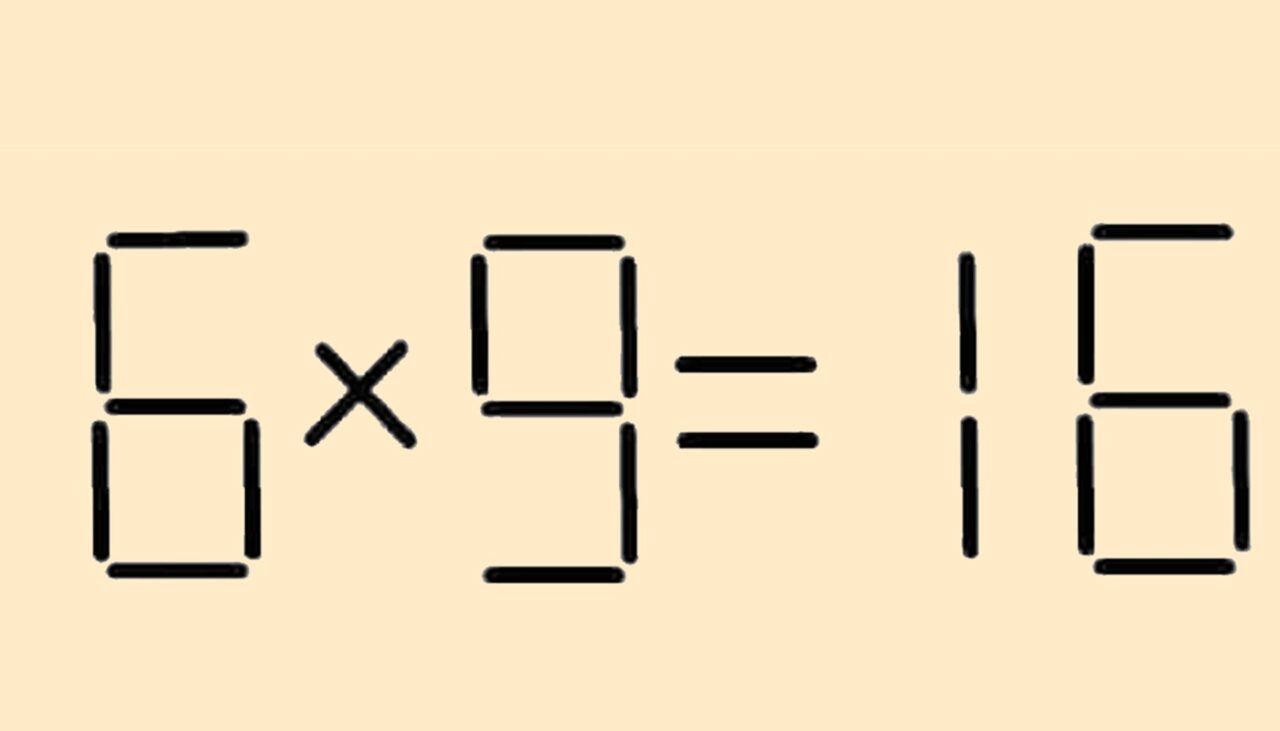 Test de inteligență | Mută un băț de chibrit pentru a corecta 6 x 9 = 16