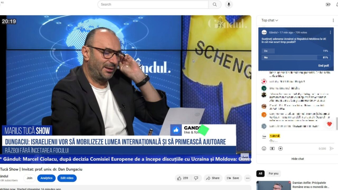 POLL Marius Tucă Show: „Susțineți aderarea Ucrainei și Republicii Moldova la UE, în cel mai scurt timp posibil?”