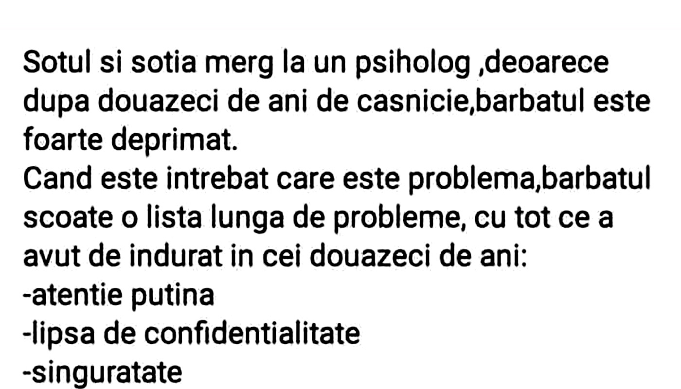 Bancul de joi | Soțul și soția merg la un psiholog