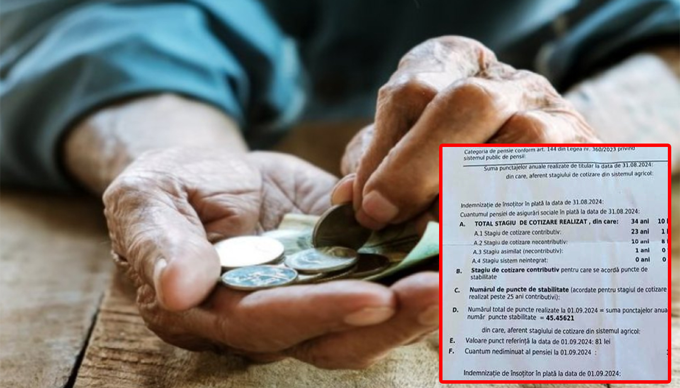 Calcul complet. Cu ce pensie rămâne un român, dacă a lucrat 23 de ani cu carte de muncă și 10 ani fără