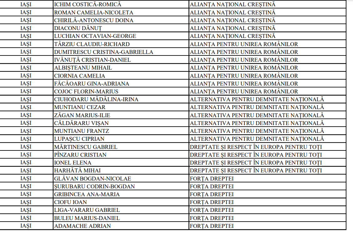 Rezultate alegeri parlamentare 2024 în județul Iași. Lista candidaților