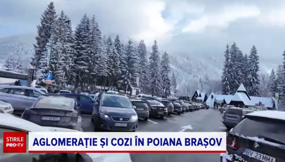 Aglomerație și cozi în Poiana BRAȘOV. Timpul de așteptare pentru telegondolă este foarte mare